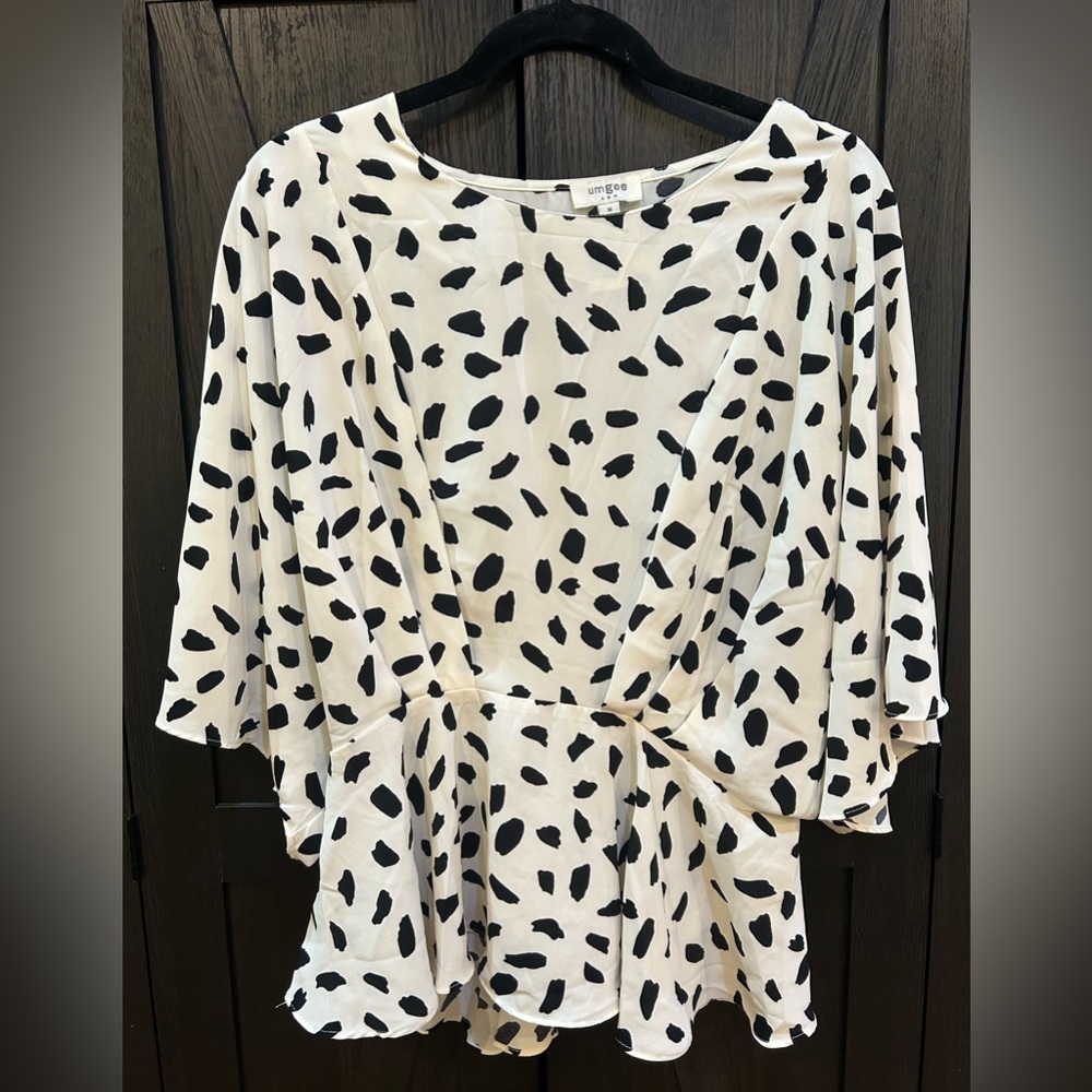 Umgee Black & White Dalmatian Spot Blouse